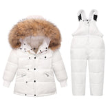 Russia Winter Jackets for Girl Kids Snowsuits Parka Coat Boy Fur Outerwear Children Clothing Overalls Waterproof Jumpsuits