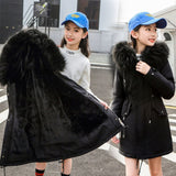 2023 Siberia Winter Jacket Girls Child Snowsuits Plus Velvet Warm Hooded Outerwear Coat Kids Teenager Parkas 13 12 9 10 11 Year