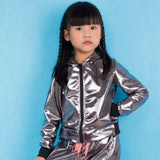 2023 Spring Autumn Unisex bomber Jacket Stage Performance Wear Paillette Hooded Hip Hop Dance Coat Jazz Kids Jackets For Girls
