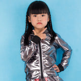 2023 Spring Autumn Unisex bomber Jacket Stage Performance Wear Paillette Hooded Hip Hop Dance Coat Jazz Kids Jackets For Girls