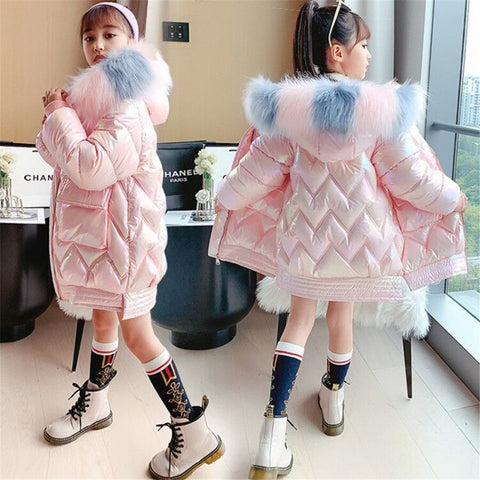 2023 Winter Jacket For Girls Thick Warm Waterproof Girl Shiny Down Jacket 5-14 Years Kids Teenager Parka Outerwear Coat