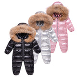 2023 Winter Kids Jumpsuit Overalls for Boy Children Thick Ski Suit Girl Duck Down Jacket Toddler Baby Snowsuit Fur Coat 0-3Years