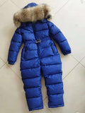 Winter Overall For Children Hooded Snow Wear Thicker Warm Jumpsuits Parka For Girls Kids Clothes Down Jackets A577