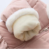 Winter Warm Coat Fur Collar Plus Velvet Thickening Wadded Zipper 3-11 12 Years Kids Baby Teenage Girls Cotton-Padded Jacket