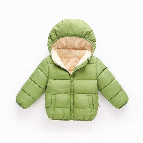 Winter cotton-padded jacket Kids Boys Coat Thick Artificial Wool Jackets Baby Girls Coats Outerwear Children Hooded Jacket
