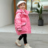 Winter fashionable and cute down jacket Children's warm & windproof thick coat Girls' pink hoodedcold-proof down jacket