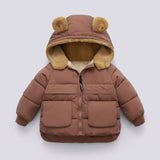 children's long-sleeved hooded down jacket for boys and girls thickened plus velvet warm cotton jacket