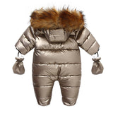 children spring winter thick warm Waterproof Outwear PU boy baby overalls kids coat snowsuit snow clothes