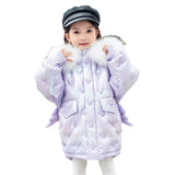 de los niños de invierno de nieve chaqueta niñas deslumbrante abrigo color de moda con capucha chaqueta de plumón de pato Natural collar de piel