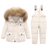 children's down jacket suits for boy and girl baby suspenders, two-piece padded jacket for infants and young children