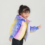 children's rainbow bright face down cotton jacket cute candy color coat men's and women's warm cotton jacket