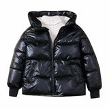 winter children's cotton padded jacket thickened boys' and girls' cotton padded jacket bright surface waterproof down j