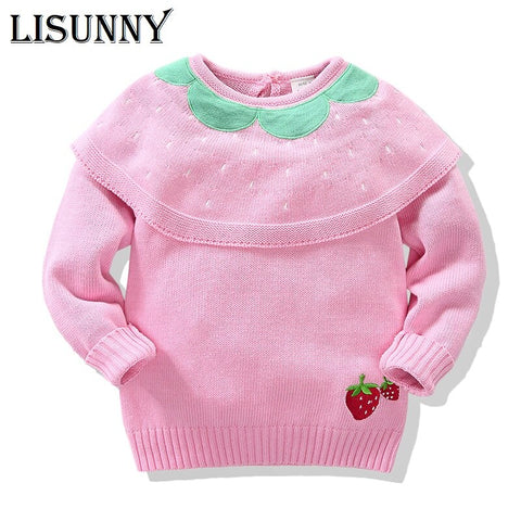 2023 spring Autumn Winter Baby Girls Sweaters Strawberry shawl children Cotton knitted Kids Pullover Clothes Jumper Sweater 1-6y