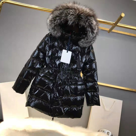 2023 top autumn and winter children's medium and long down jacket Pearl White Black warm and comfortable high-quality coat