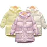 winter children's cotton padded jacket girl's down thickened hooded down jacket girl's White duck down coat
