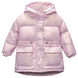 winter children's cotton padded jacket girl's down thickened hooded down jacket girl's White duck down coat