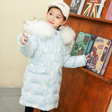 Winter Kids down jacket Girls windproof and warm thick coat Middle and small children's winter cold clothing  Hooded