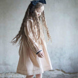 2023 Spring  Girls Dresses Linen Palace Kids Cotton Dresses Long-Sleeve Cute Baby Princess Dresses for Girls, #8408