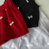 2023 Spring Children's Clothing Girls Two-Color Retro Vest Knit Waistcoat