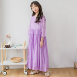 2023 Teen Girls Spring Korean Long Style Cotton Casual Dress Kids Girls Holiday Beach Dress Brief Children Princess Dress, #8804
