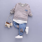 2PC Toddler Baby Boys Clothes Outfit Infant Boy Kids Shirt Tops+Pants Casual Clothing Spring/Autumn Children Clothing Set Cotton