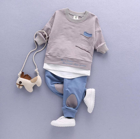 2PC Toddler Baby Boys Clothes Outfit Infant Boy Kids Shirt Tops+Pants Casual Clothing Spring/Autumn Children Clothing Set Cotton