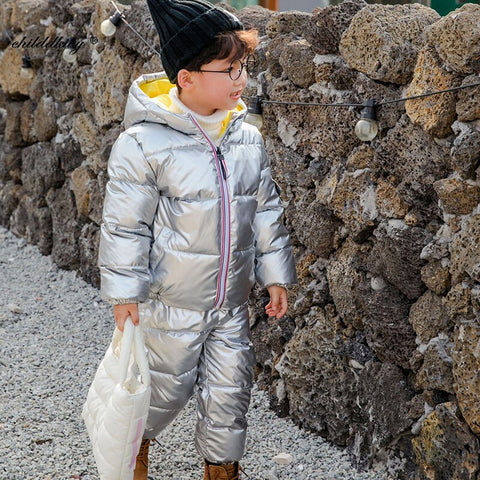 2pcs Set Winter suit for children   Children's jacket down cotton warm kids coat for girls 1-6 years Boy Set
