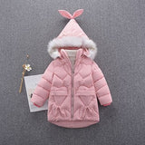 3-10 Year Girls Coat Long Down Jackets For Girls Winter Thick Warm Parkas Snowsuit Cute Bear Hooded Children's Outerwear