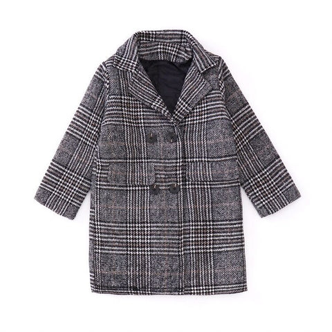 3-14 years kid Autumn England Teenage Clothes For Girls School Winter Coat girl Thick Woolen Jacket Plaid Kids Outerwear