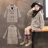 3-14 years kid Autumn England Teenage Clothes For Girls School Winter Coat girl Thick Woolen Jacket Plaid Kids Outerwear