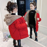 3 Colors For 4 5 6 7 8 9 10 11 12 Year Baby Girls Girl Plus Velvet Parkas Children Tops Autumn Winter Warm Hooded Coats