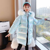 3 Colors Winter Baby Girls Down Coats For 6 8 10 12 13 14 Year Old Teens Girls Clothing Kids Thicken Warm Mid-length Outerwear