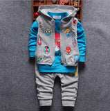 3 pcs baby boy clothing boys suit cheap clothes china Red spring jacket infant coats long shirt boys trousers for 0-4Y