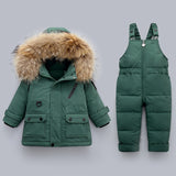 -30℃ Children Down Clothing Sets   Kids Winter Down Jacket Toddler Girls Warm Overalls 0-4 Years Baby Boys Down Coat