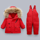 -30℃ Children Down Clothing Sets 2023 Kids Winter Down Jacket Toddler Girls Warm Overalls 0-4 Years Baby Boys Down Coat