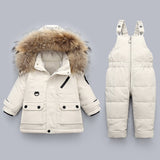 -30℃ Children Down Clothing Sets   Kids Winter Down Jacket Toddler Girls Warm Overalls 0-4 Years Baby Boys Down Coat