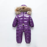-30 Children Down Jacket kids Jumpsuit Outdoor Clothing Winter Ski suit Clothes For Girls Outerwear Coats parka real fur 2-8y