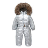 -30 Children Down Jacket kids Jumpsuit Outdoor Clothing Winter Ski suit Clothes For Girls Outerwear Coats parka real fur 2-8y