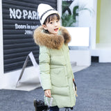'-30 Degree Children Russia Winter Jacket for Girls Thick Duck Down Jacket Kids Outerwears Warm Co Parka Real Fur Girl Clothes