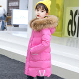 '-30 Degree Children Russia Winter Jacket for Girls Thick Duck Down Jacket Kids Outerwears Warm Co Parka Real Fur Girl Clothes