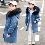 '-30 Degree Girls Thick Warm Down Jackets Winter Boys Duck Down Coats Children Big Fur Hooded Long Outerwe 5 6 8 10 12 14 Years