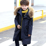 '-30 Degree High Quality Boy's clothing Children winter Down jacket for boys parka real Natural Fur hood Long Co Kids Clothes