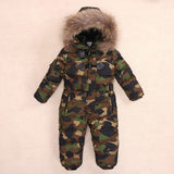 '-30 Degree Outdoor We Kids Ski Suit Children Down Rompers parka real Fur Hood Warm Boys Girl clothes Winter Jumpsuits 2-7Years