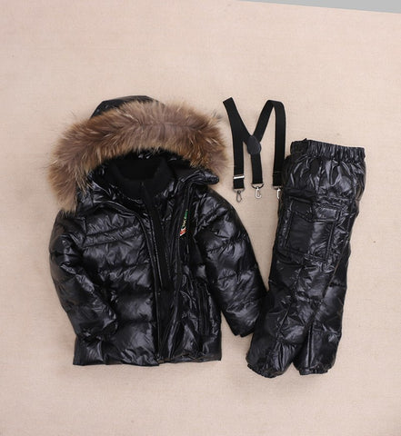 '-30 Degree Russian Warm Children Winter Suits Boys Girl Duck Down Jacket +Pants Clothing Sets Kids clothes Snow We Top Quality