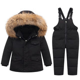 -30 Degree Winter Children's Down Set Warm Baby Girl Snowsuit Ski Suit Thick Coat For Boy Fur Collar Parkas Infant Clothing 1-5Y
