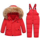 -30 Degree Winter Children's Down Set Warm Baby Girl Snowsuit Ski Suit Thick Coat For Boy Fur Collar Parkas Infant Clothing 1-5Y