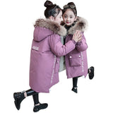 -30 Degrees Cold Winter Children Thickening Warm Down Jackets Girls Long Section Hooded Coats Boys Big Fur Collar Jacket