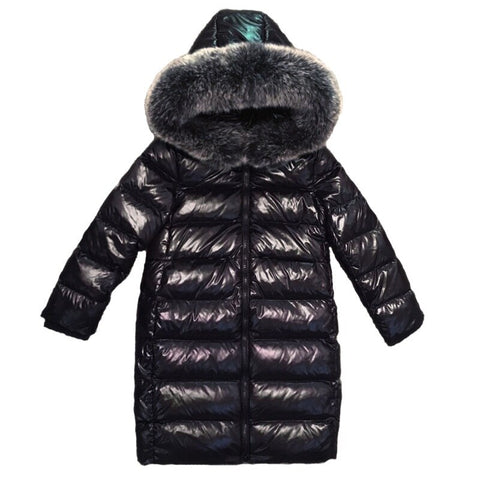 -30 Degrees Warm Down Jacket For Girls Fox Fur Kids Girls Winter Jacket Children Boys Outerwear 2-12 Years Teenagers Thick Coat