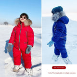 -30 Degrees Winter children's thick down jacket Large size boy jumpsuit ski suit Girls' white waterproof snow suit 90% duck down