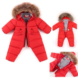 -30 Degrees winter baby warm down jacket kids long down jacket Boys outdoor thick ski clothing Girls' one-piece snowsuit